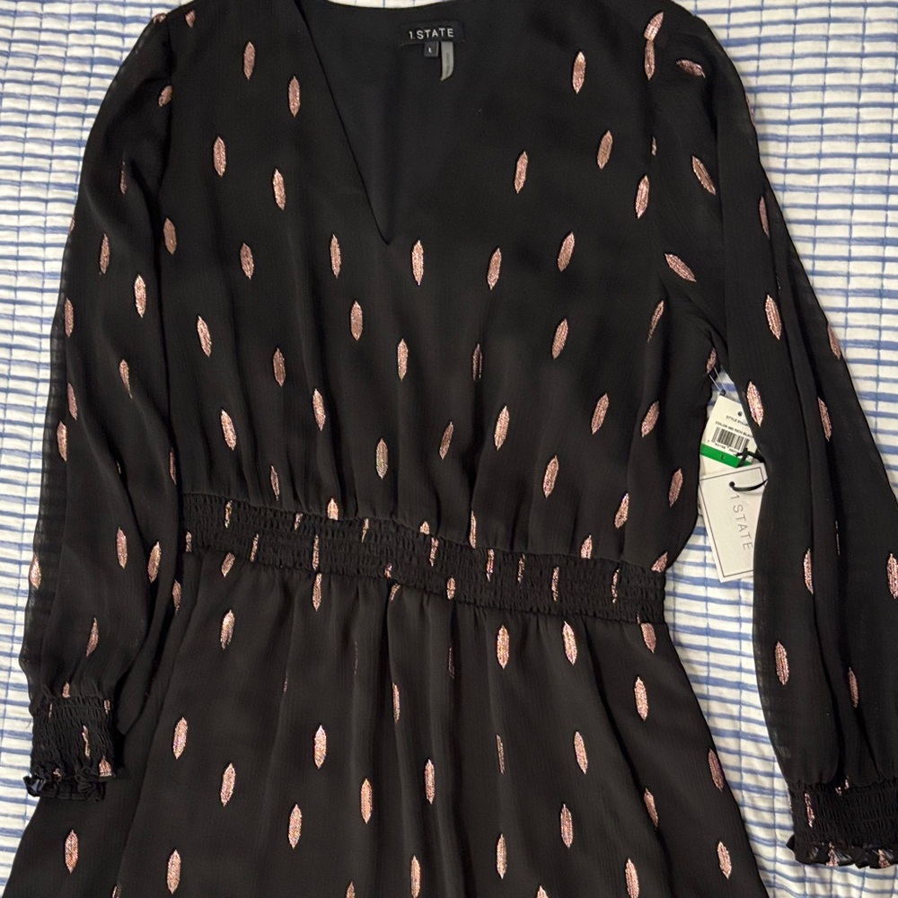 1. State Black Dress with Pink Details